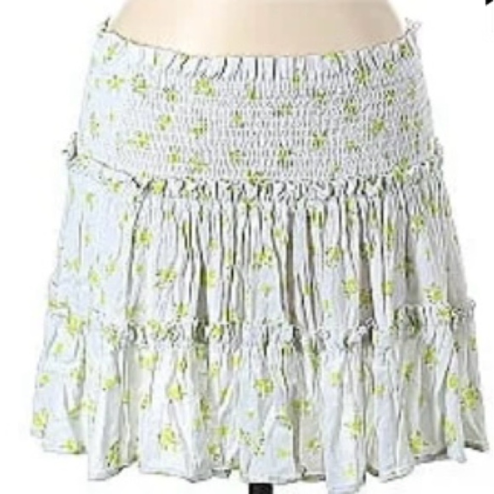 Skylar + Madison Green and White Bubble Mini Skirt